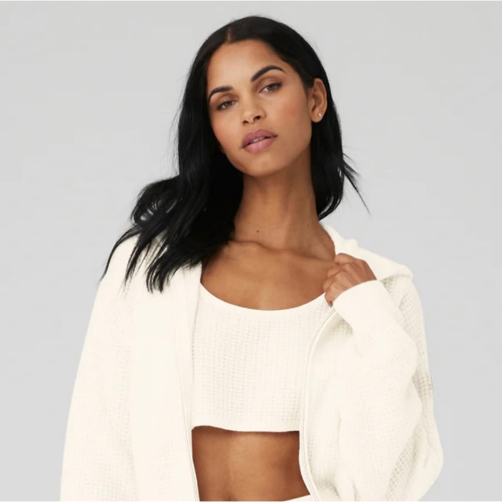 Alo Yoga Cashmere Plush Waffle Crop Hoodie